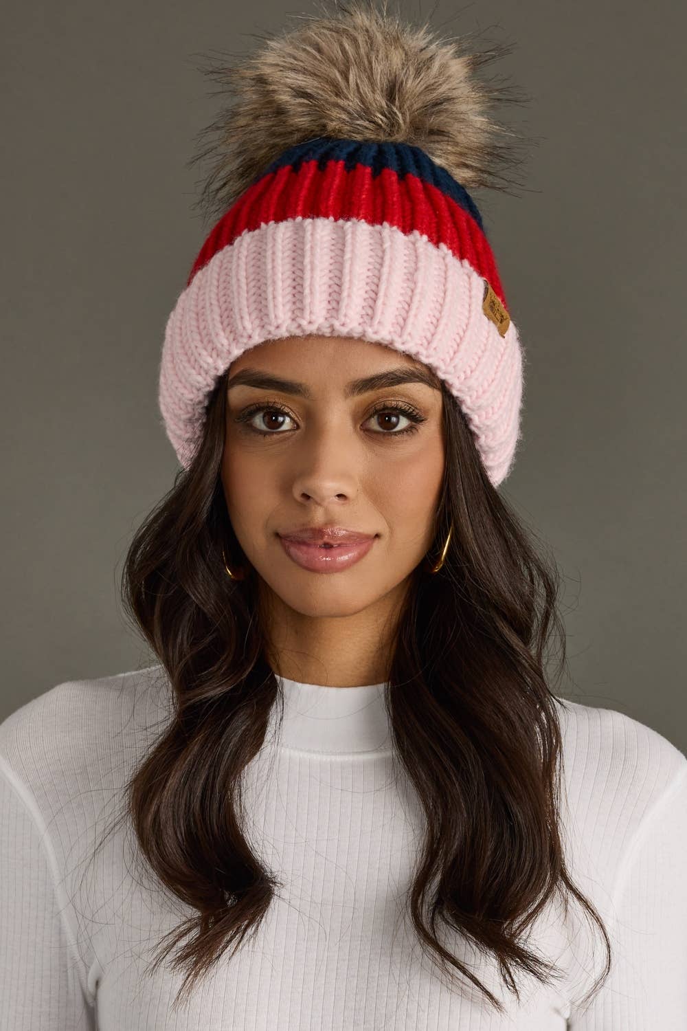 Color Block Pom Hat
