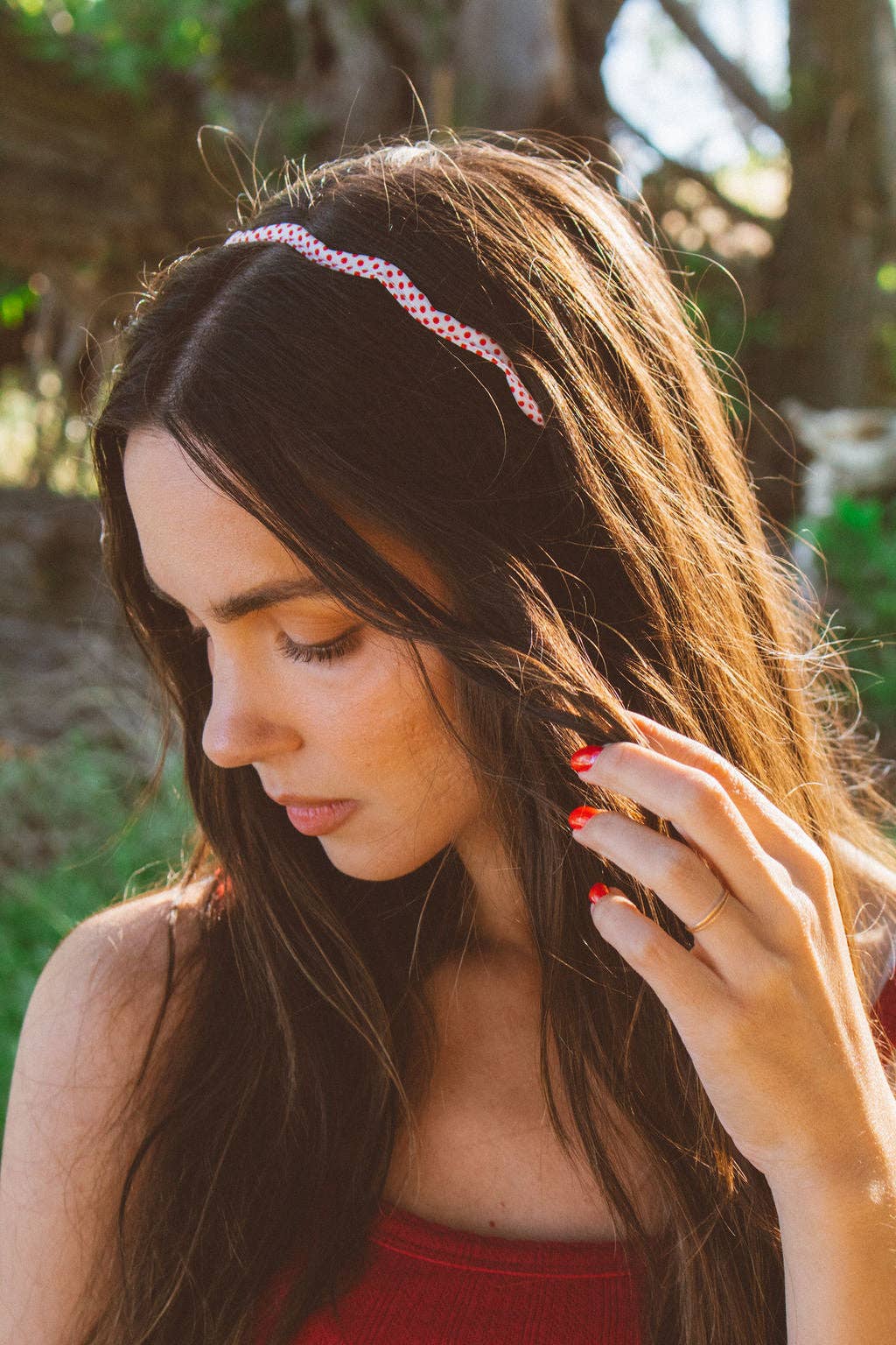 Squiggly Polka Dot Headband: White