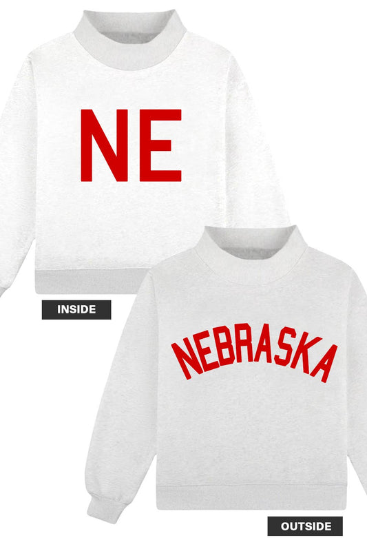 IT2594-NEBRASKA 'NEBRASKA & NE' Print Sweatshirt: HEATHER GREY / S/M-L/XL (3-3)