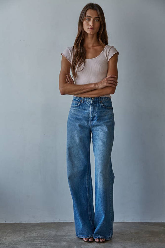 S1292N | Knit Seamless Ribbed Merrow Detail Crop Top: Ash Rose / ML