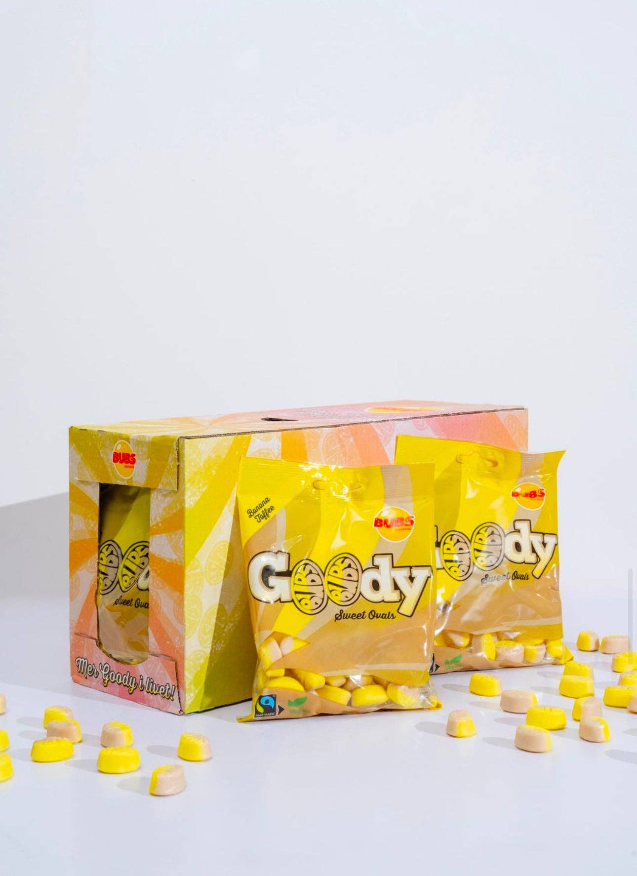 Bubs Swedish Candy Goody Banana Toffee Ovals 12 Pack Case
