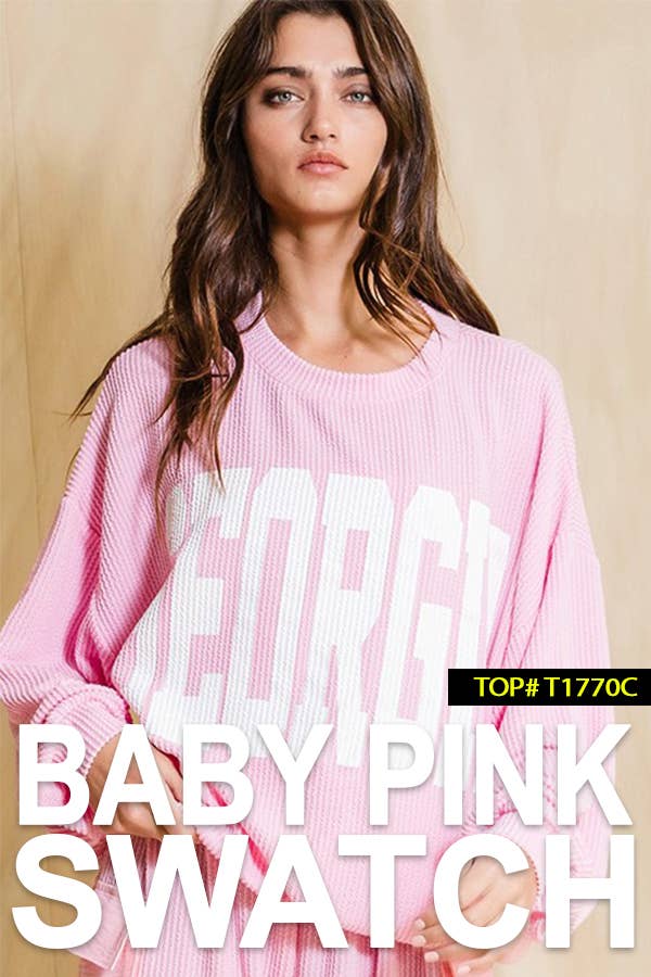T1770N 'NEBRASKA' Comfy Oversize Graphic Sweatshirt: COFFEE / S-M-L (2-2-2)