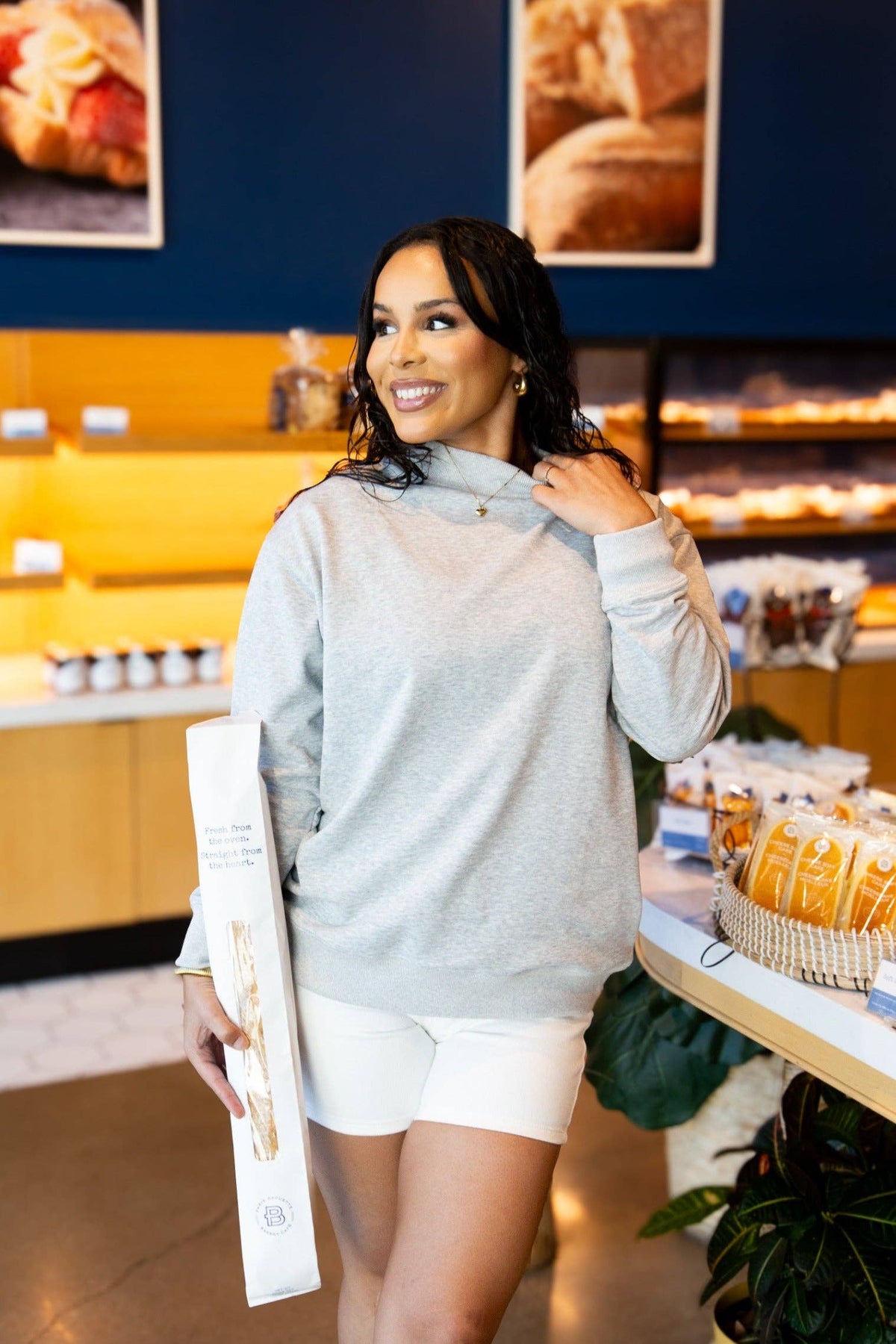 Mock Neck Sweatshirt, Grey: Grey / XS