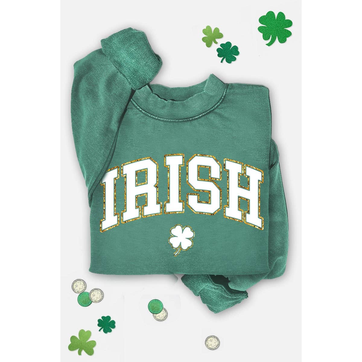 IRISH GOLD FOIL MINERAL GRAPHIC SWEATSHIRTS: MINERAL DUSTY GREEN