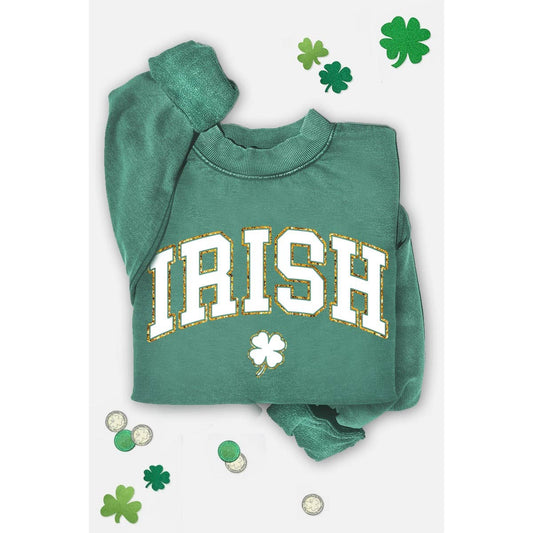 IRISH GOLD FOIL MINERAL GRAPHIC SWEATSHIRTS: MINERAL DUSTY GREEN