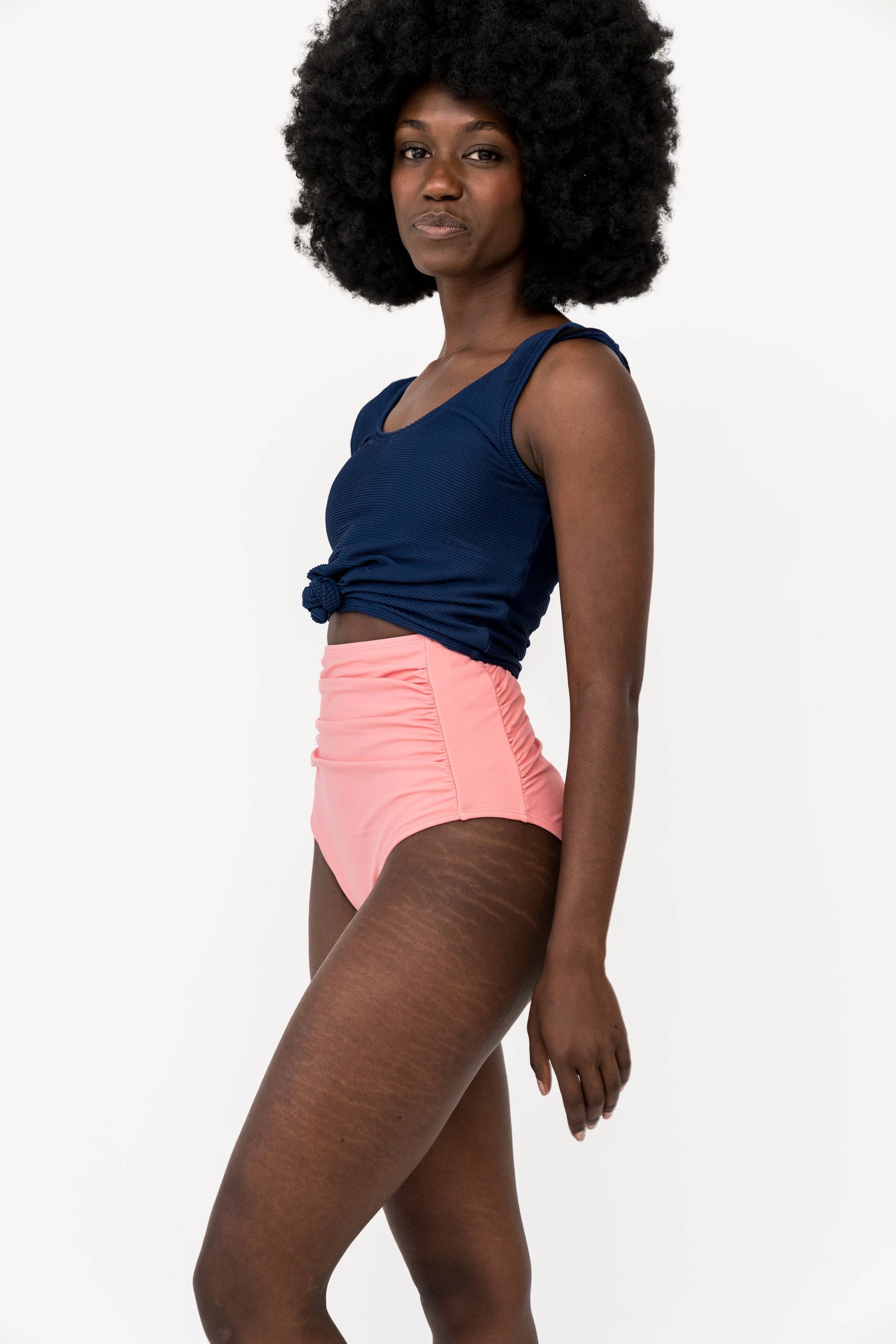 Navy Knotted Front Swim Top