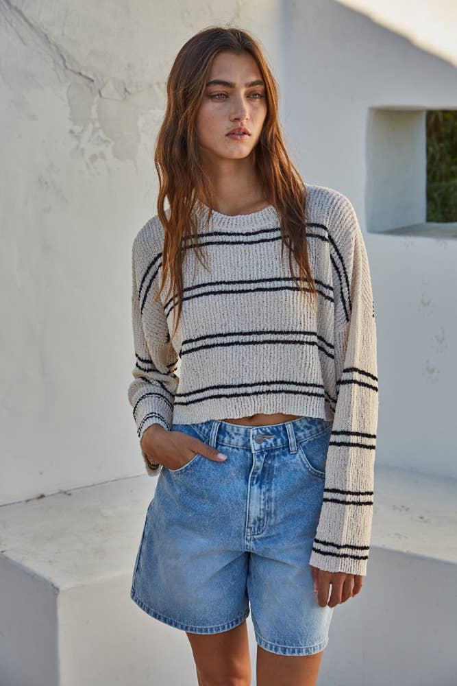 Knit Double Striped Sweater