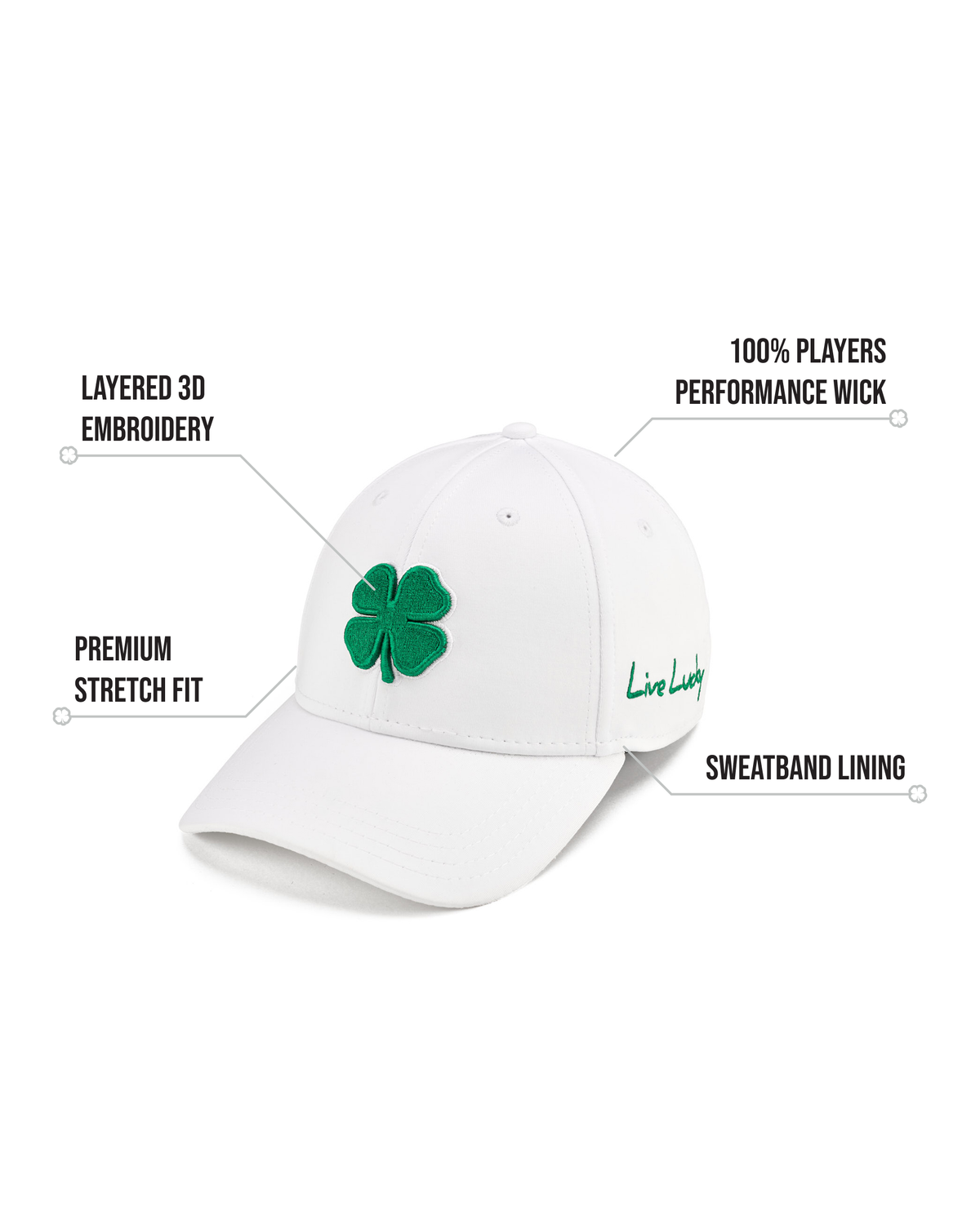 Premium Clover 16 White Fitted Performance Hat