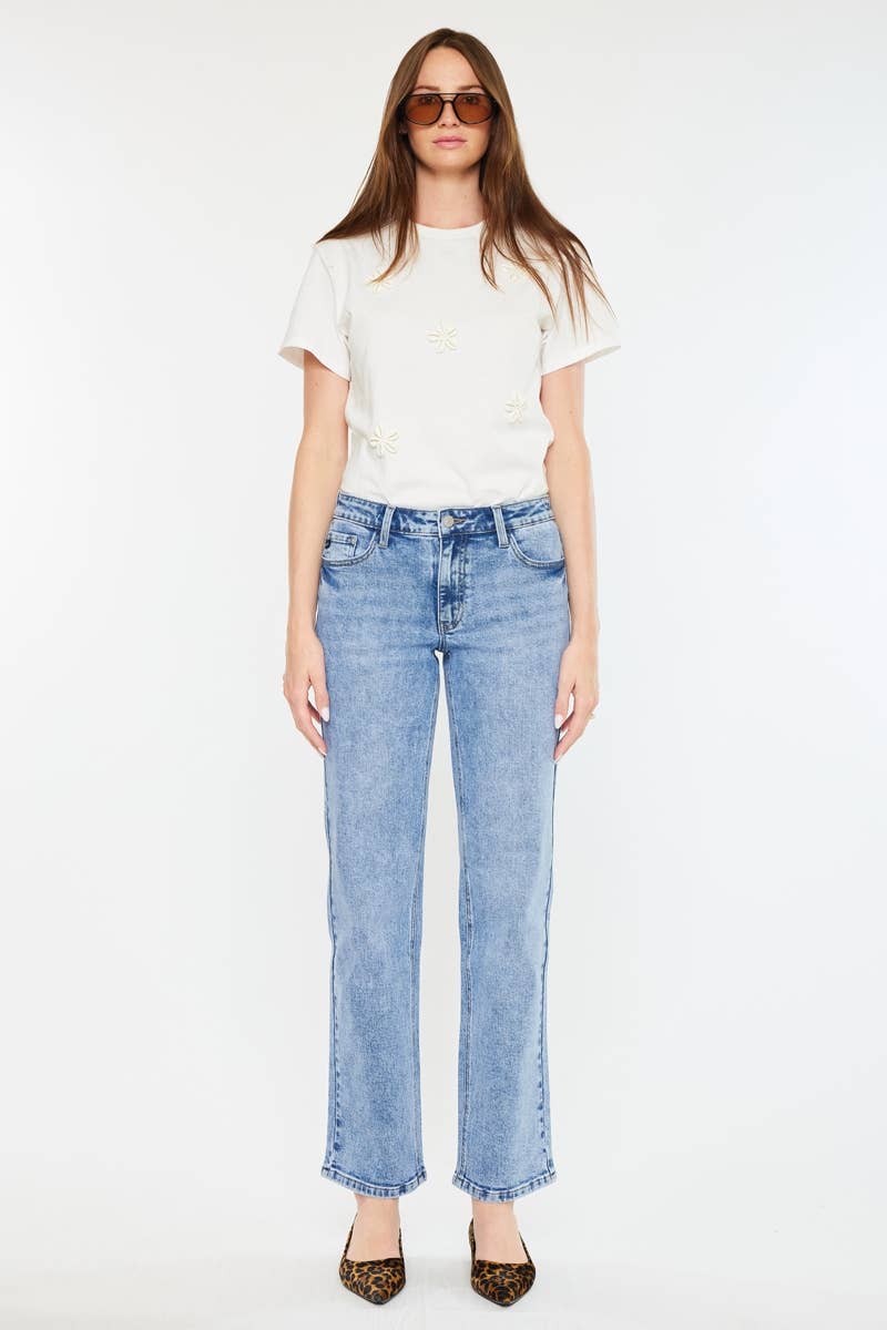 OPEN PACK MID RISE TRUE STRAIGHT JEANS-KC20092M: MEDIUM / 7/27