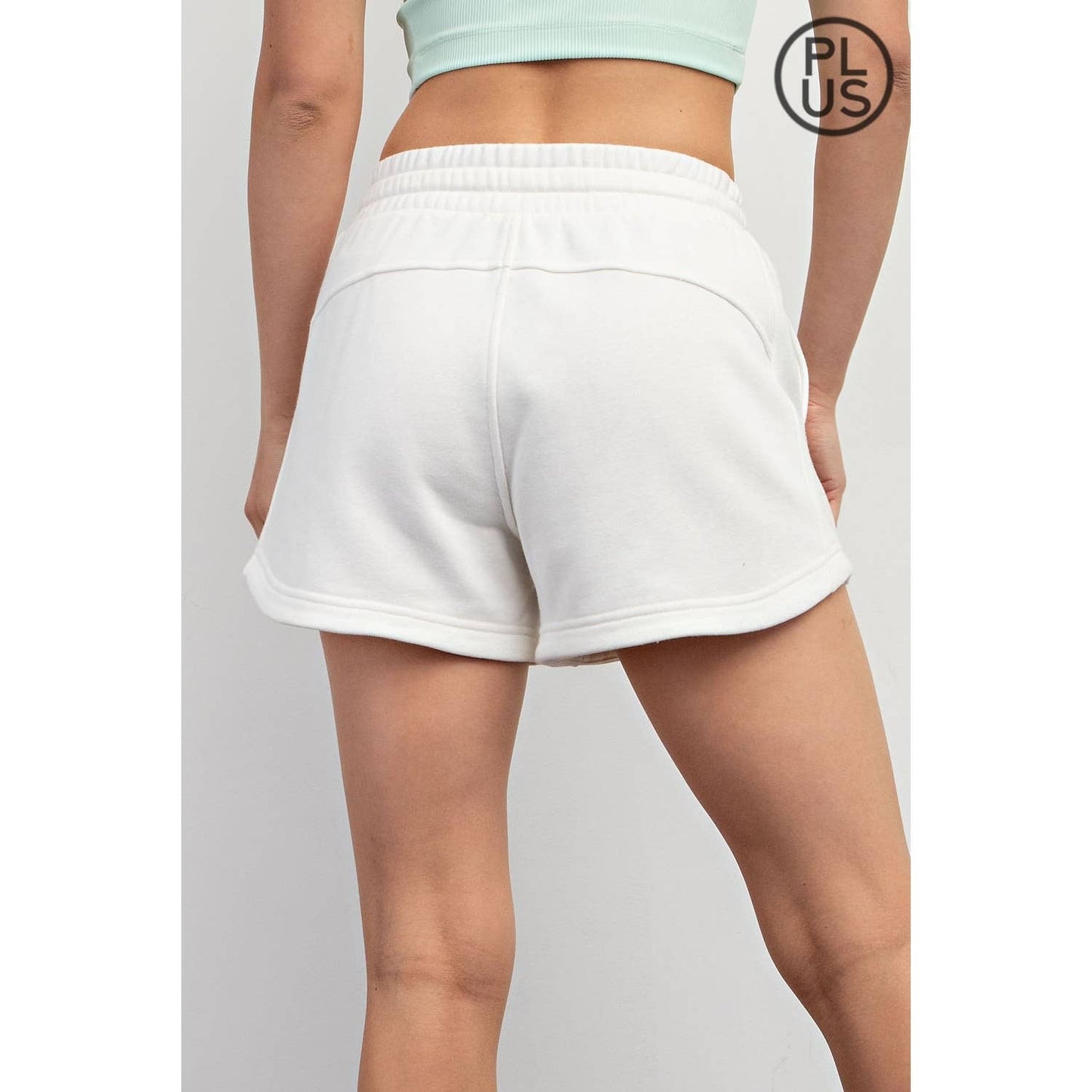 PLUS SIZE FRENCH TERRY BASIC SHORT: Lt Taupe / 1X-2X-3X(3-2-1)