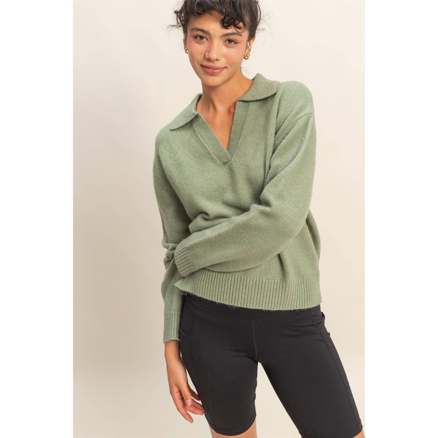 Collared V Neck Sweater