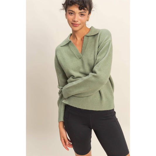 Collared V Neck Sweater