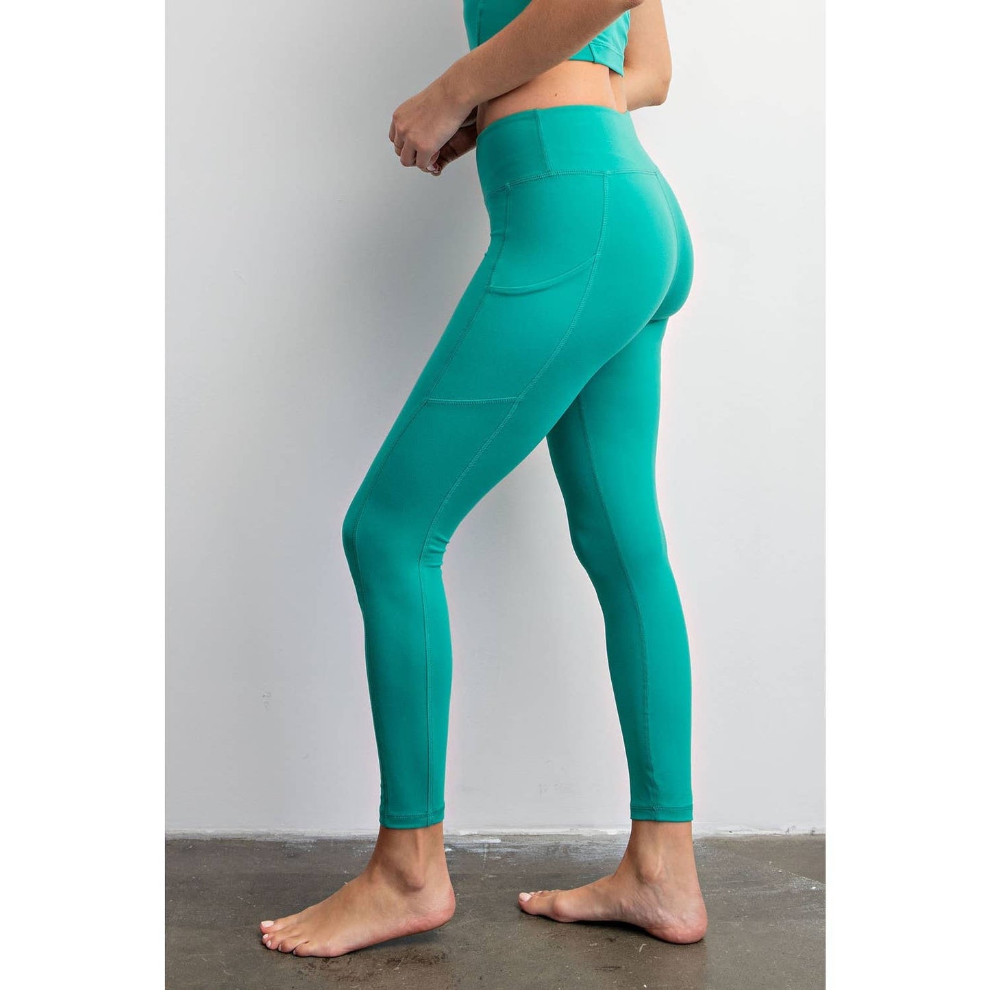 BUTTER BASIC LEGGING WITH POCKETS: Emerald Green / S-M-L(2-2-2)