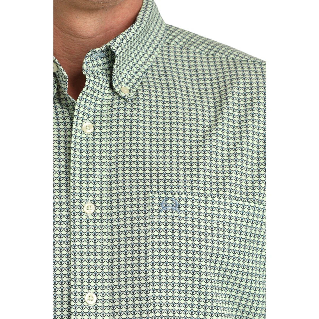 Cinch Men's Green Printed ArenaFlex Button Down Shirt