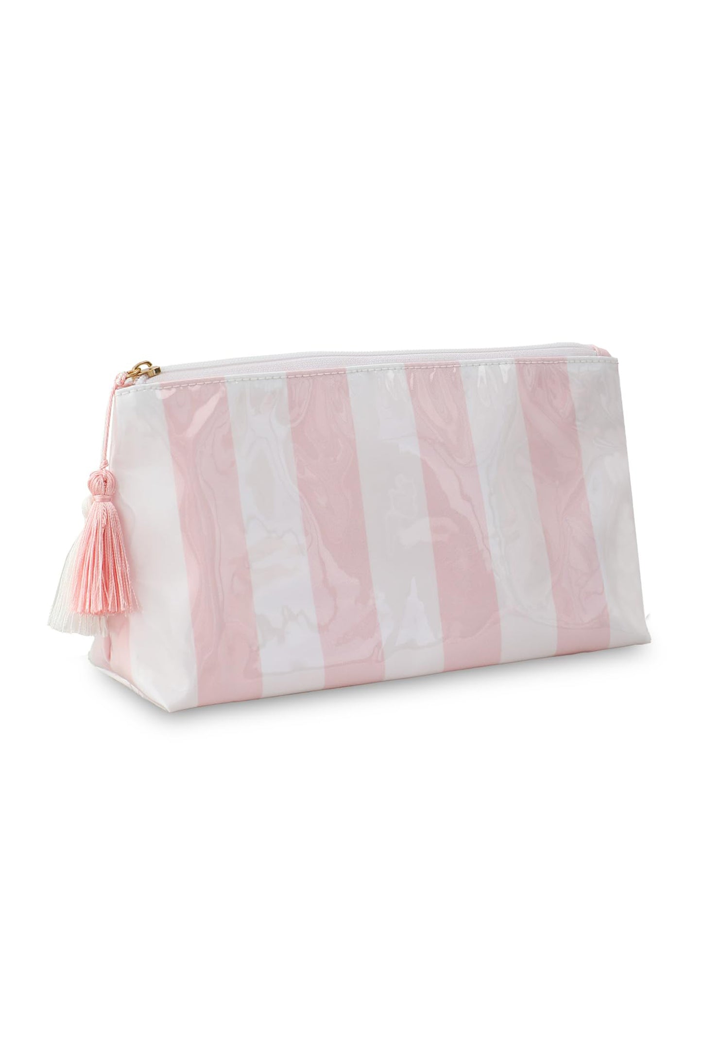 Pink Striped Makeup Bag