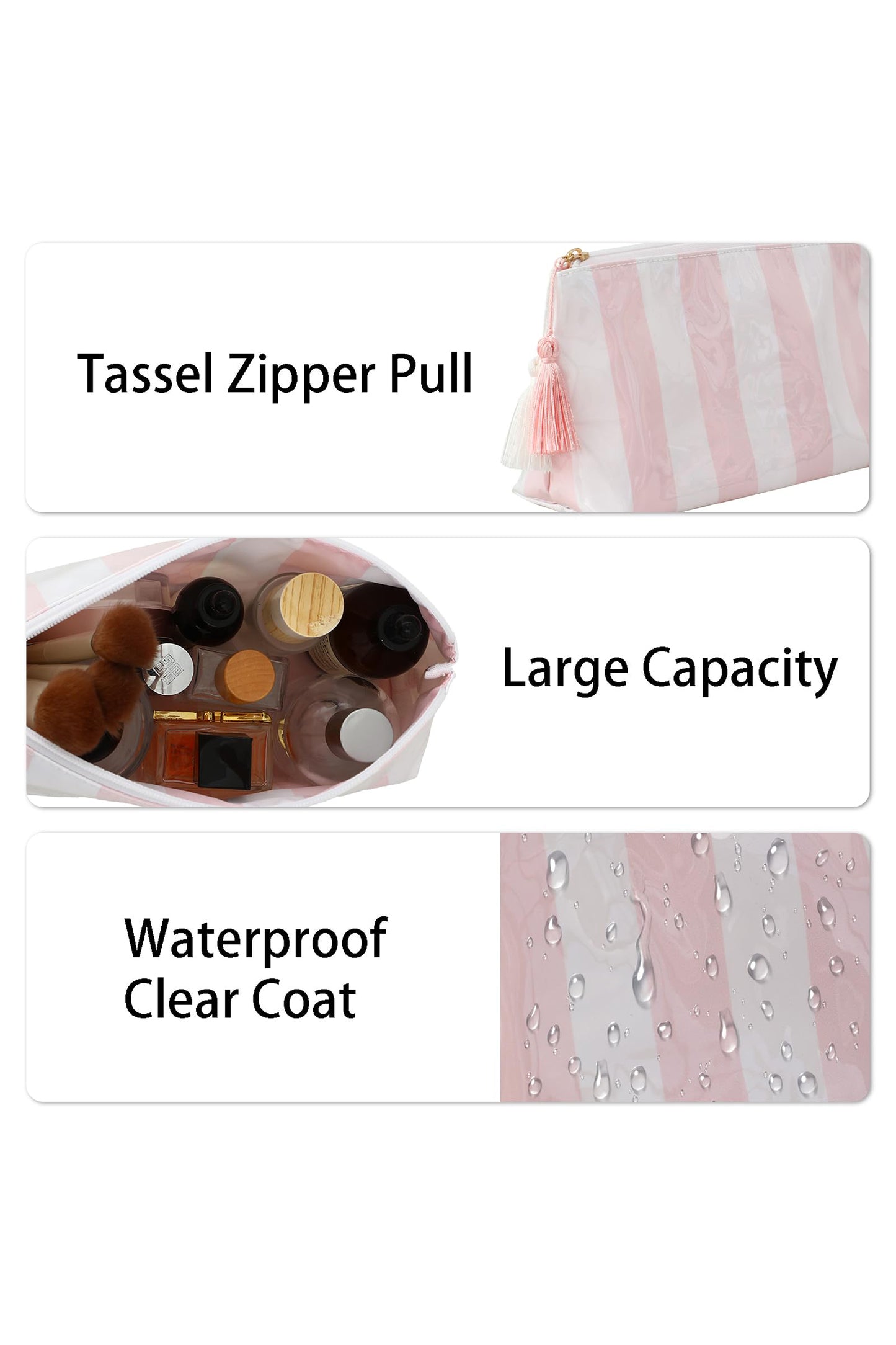 Pink Striped Makeup Bag