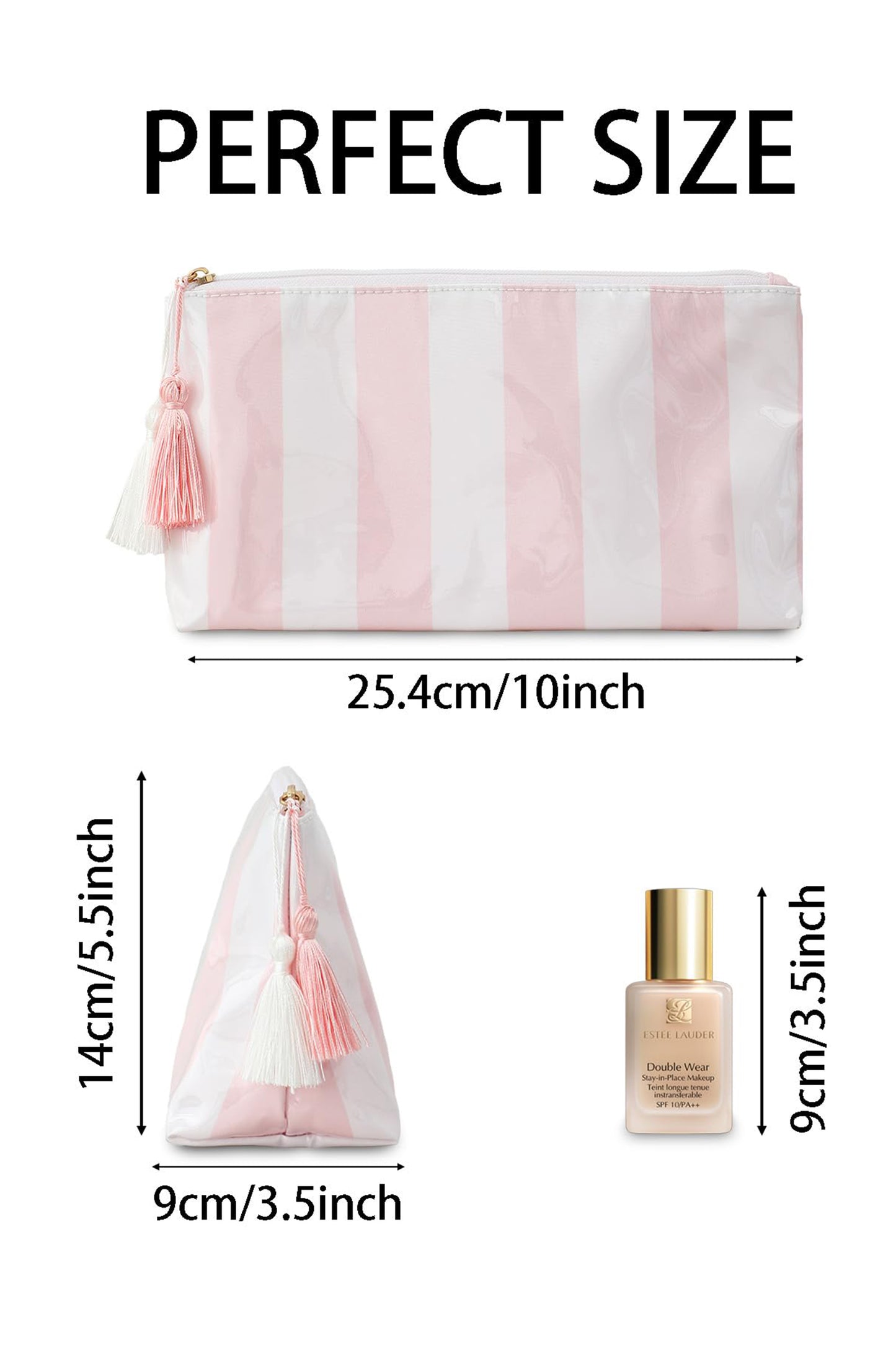 Pink Striped Makeup Bag