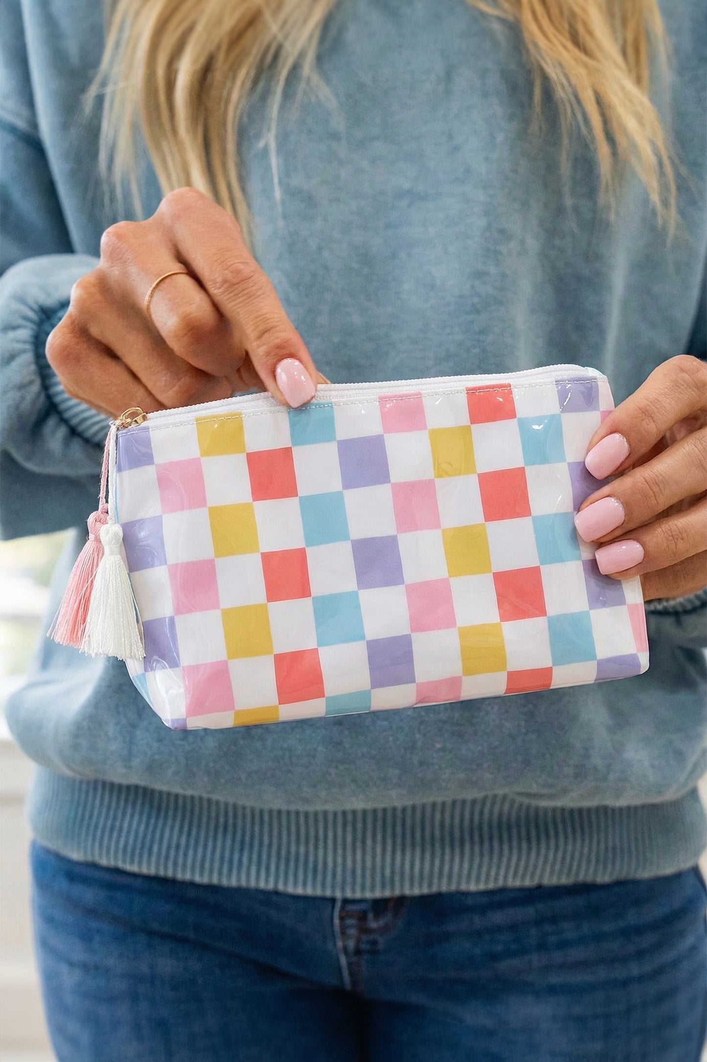 Checkered Makeup Bag