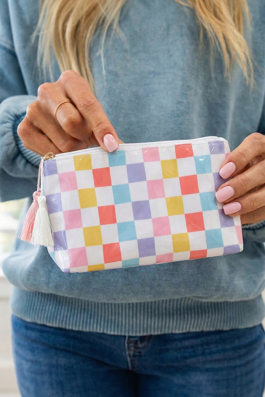 Checkered Makeup Bag
