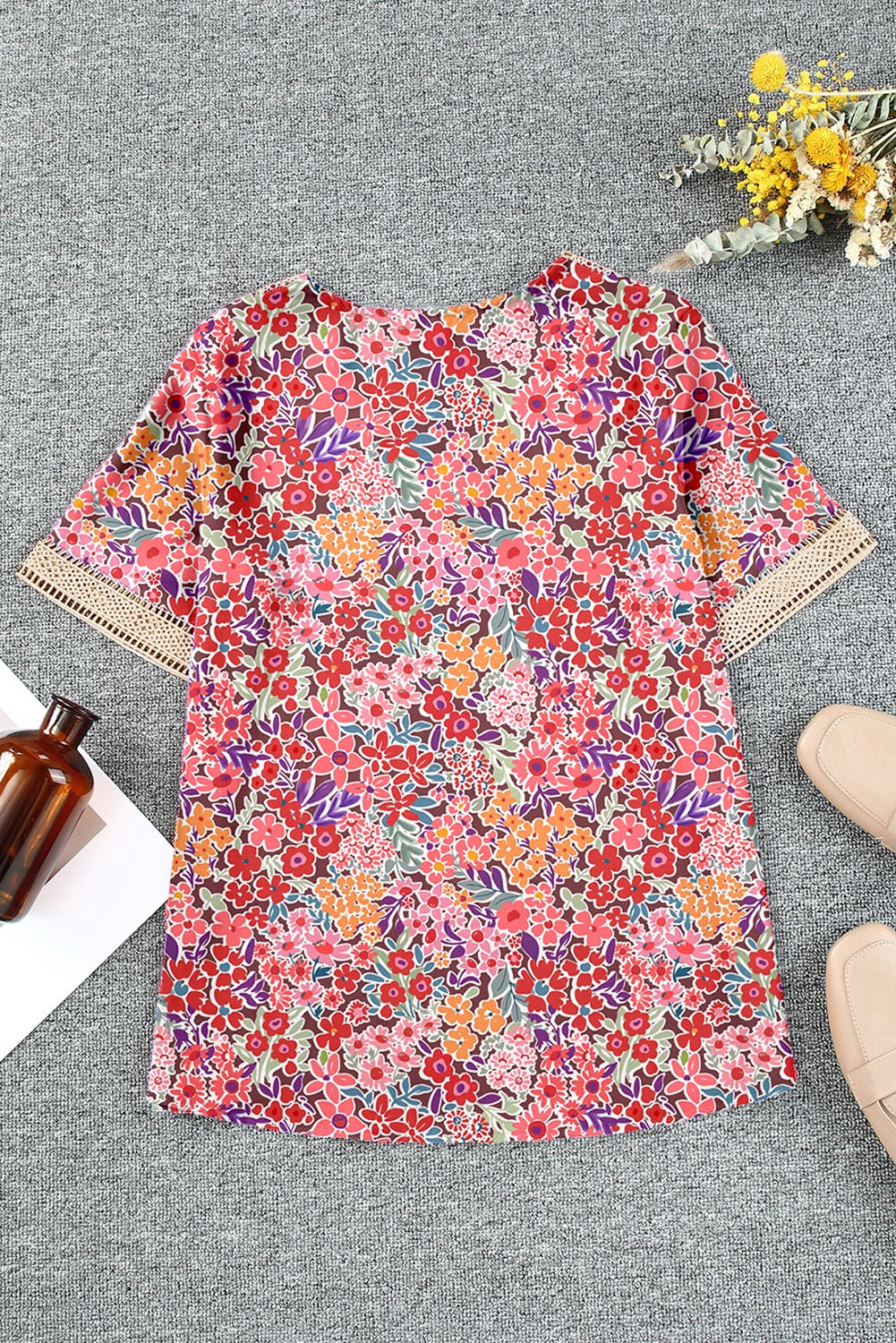 Floral Lace Trim Blouse