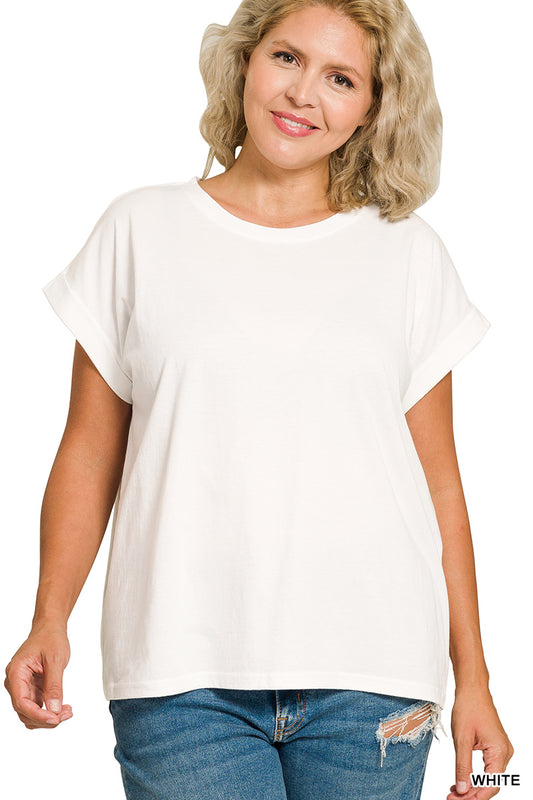 Plus folded short sleeve