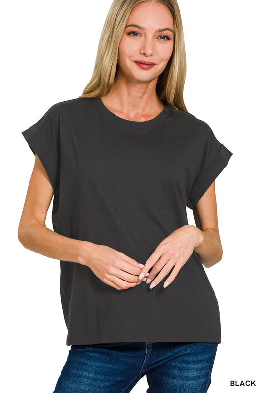 Round neck folded t-shirt