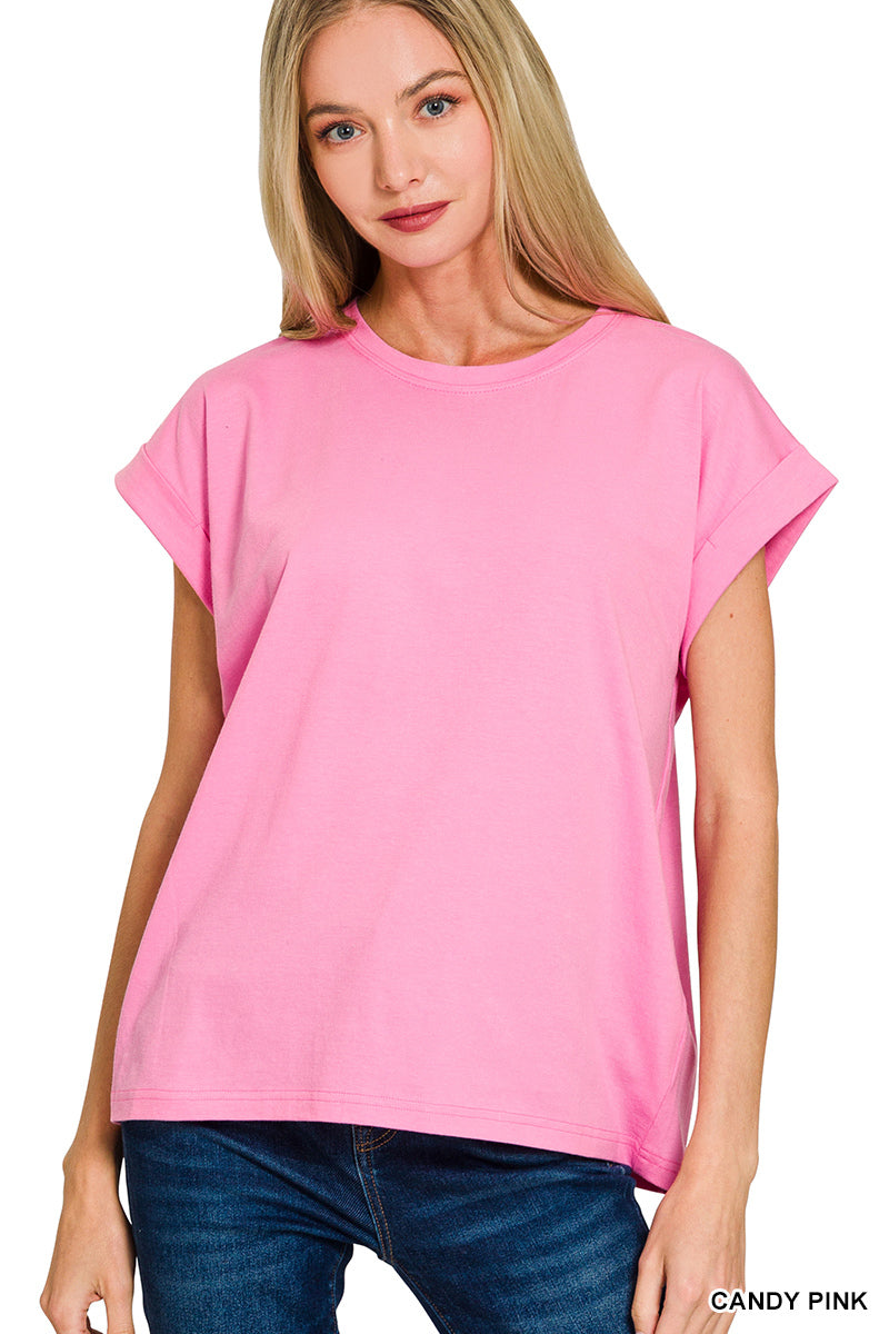 Round neck folded t-shirt