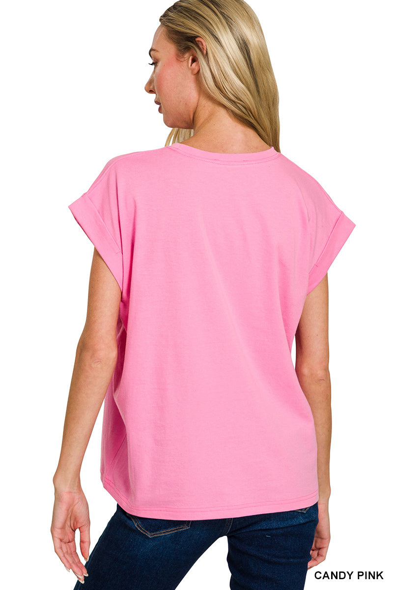 Round neck folded t-shirt