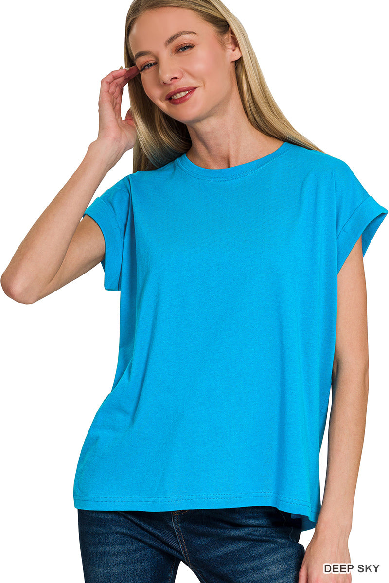 Round neck folded t-shirt