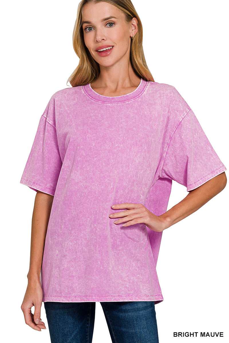 Washed short sleeve top