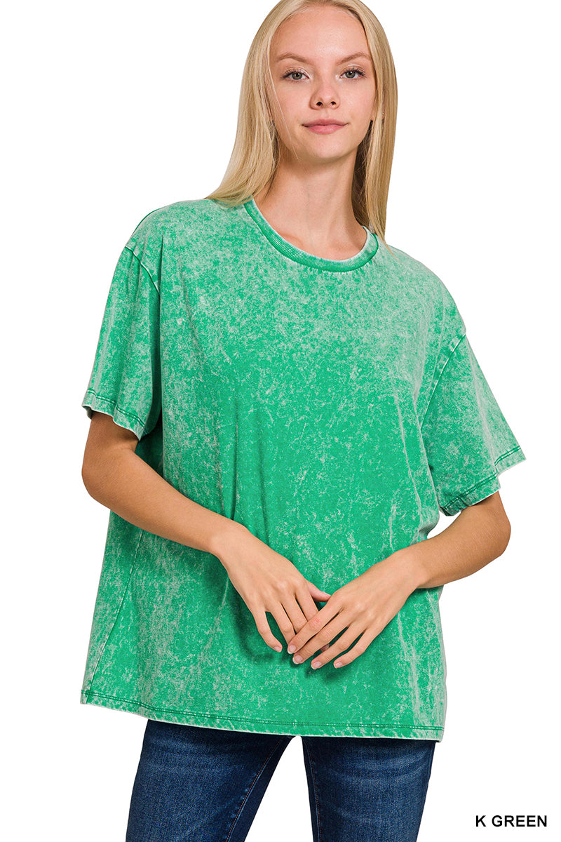 Washed short sleeve top