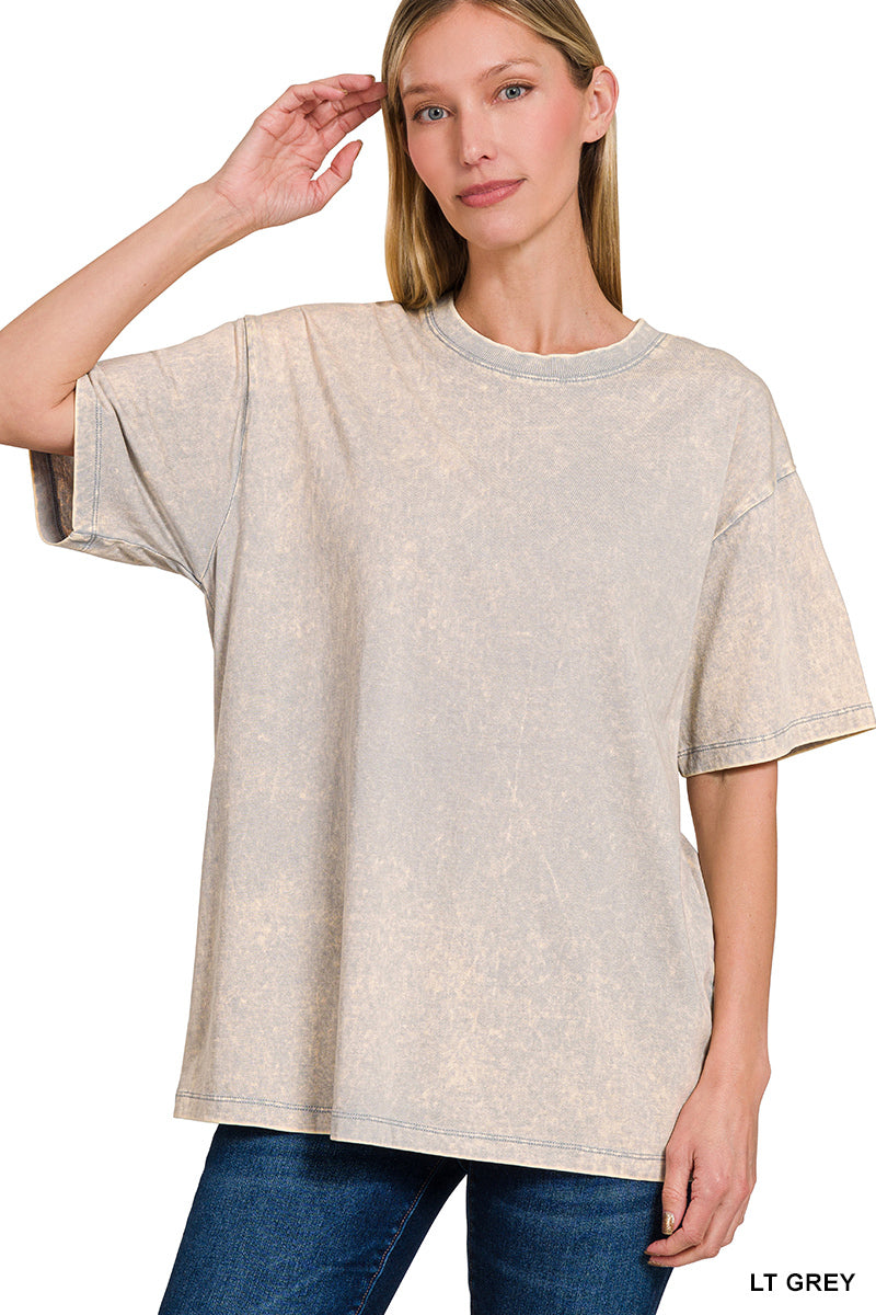 Washed short sleeve top