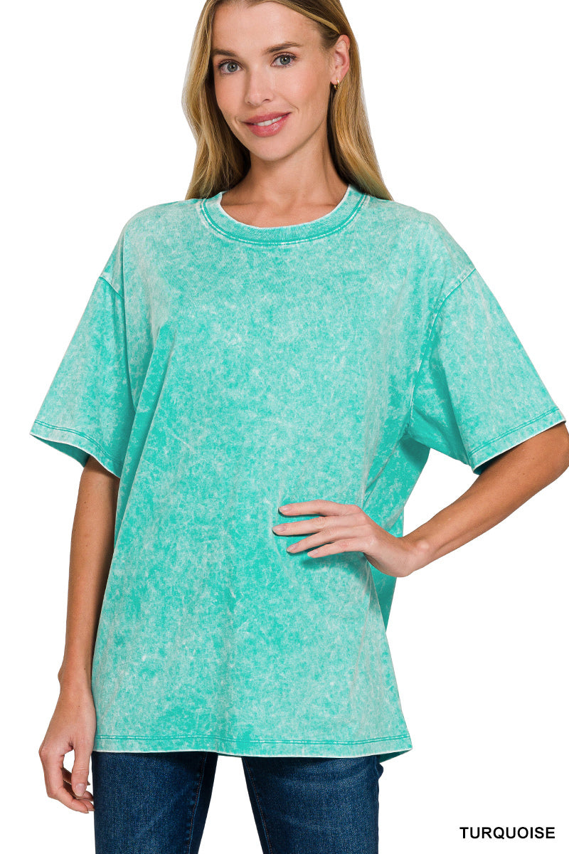 Washed short sleeve top