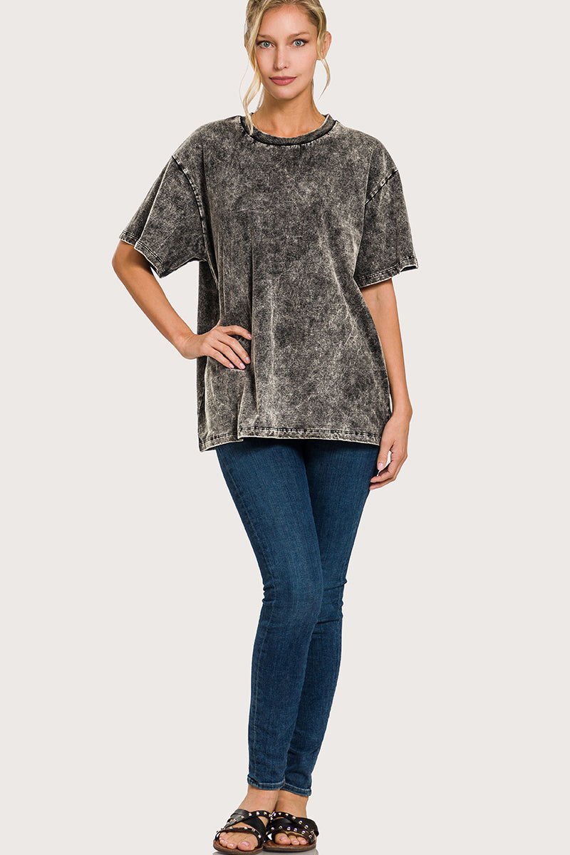 Washed short sleeve top