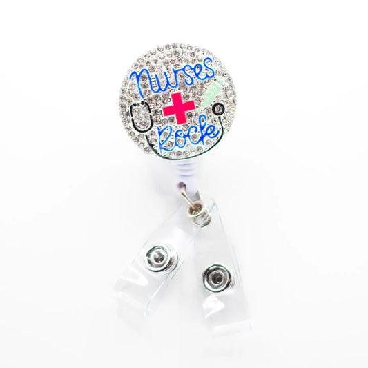 Sparkle & Shine Badge Holder- Nurses Rock