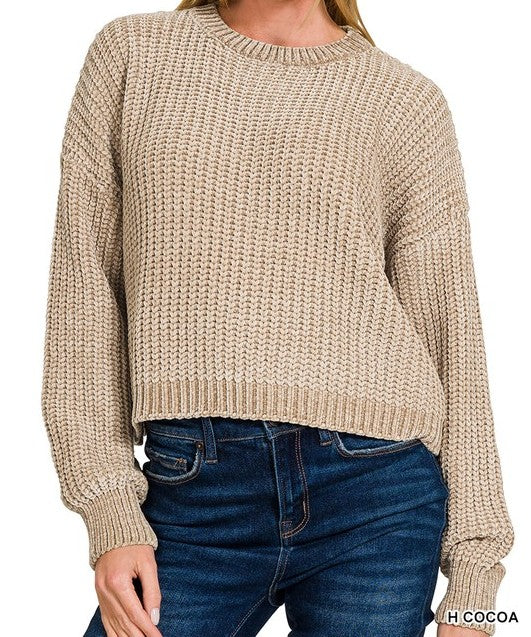 Chenille Cropped Sweater
