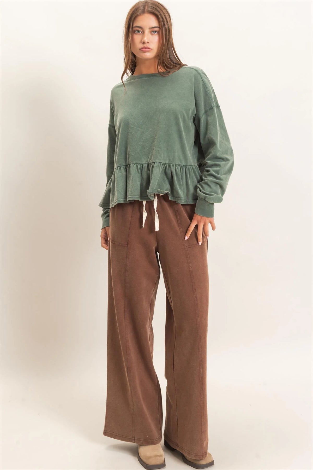 Acid Wash Drawstring Pants