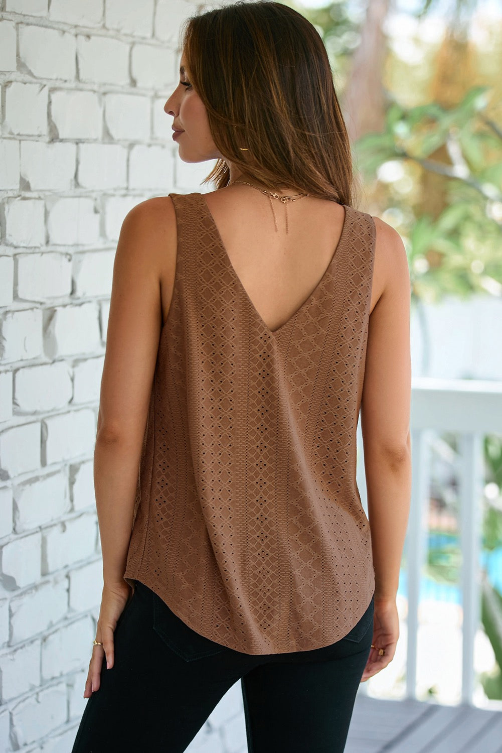 Coffee Eyelet Tank