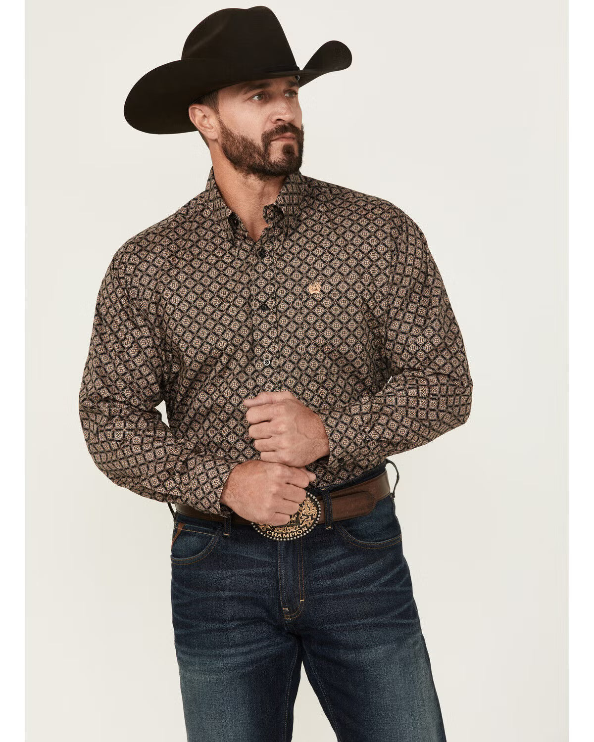 CINCH MEN'S MEDALLION PRINT LONG SLEEVE BUTTON-DOWN WESTERN SHIRT
