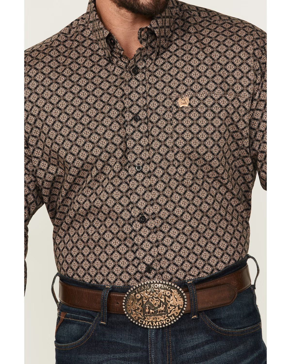 CINCH MEN'S MEDALLION PRINT LONG SLEEVE BUTTON-DOWN WESTERN SHIRT