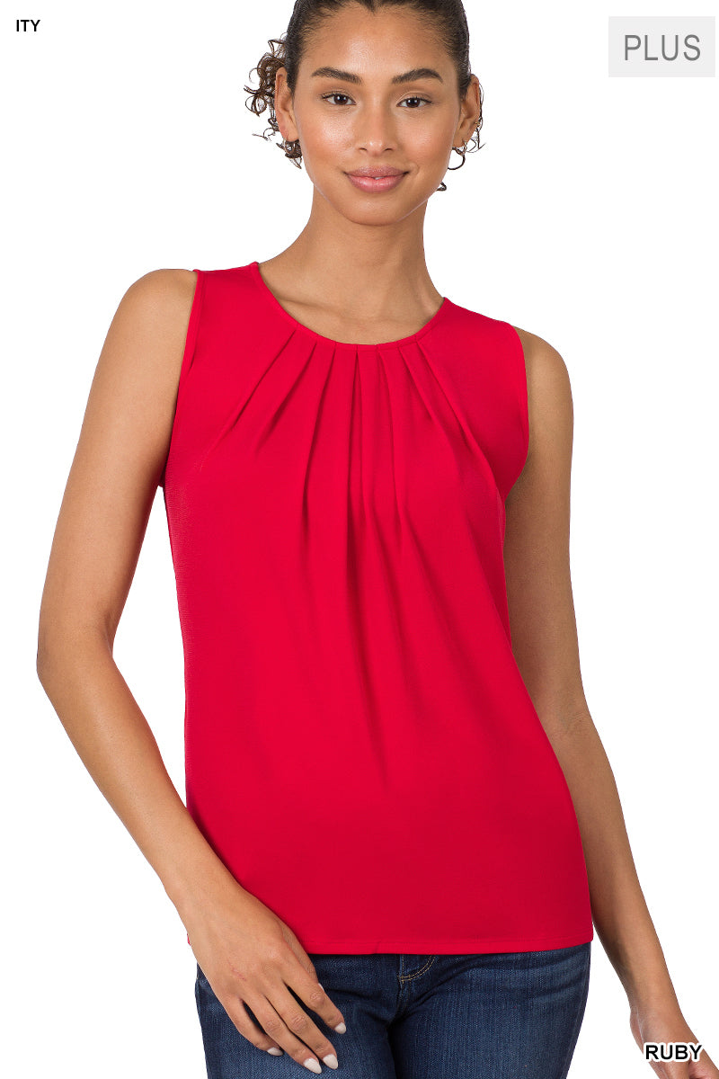 Sleeveless Pleat Top