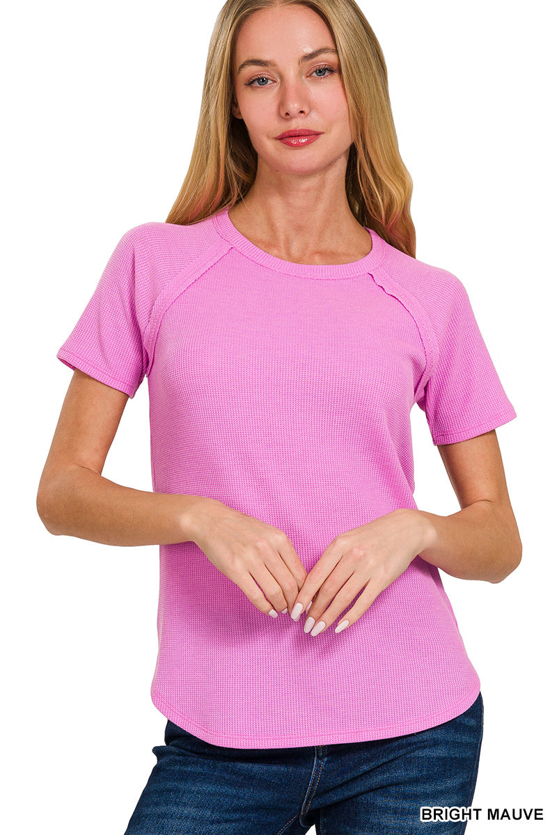 Waffle short sleeve top