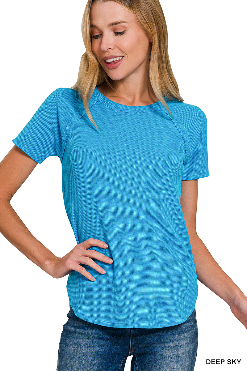 Waffle short sleeve top