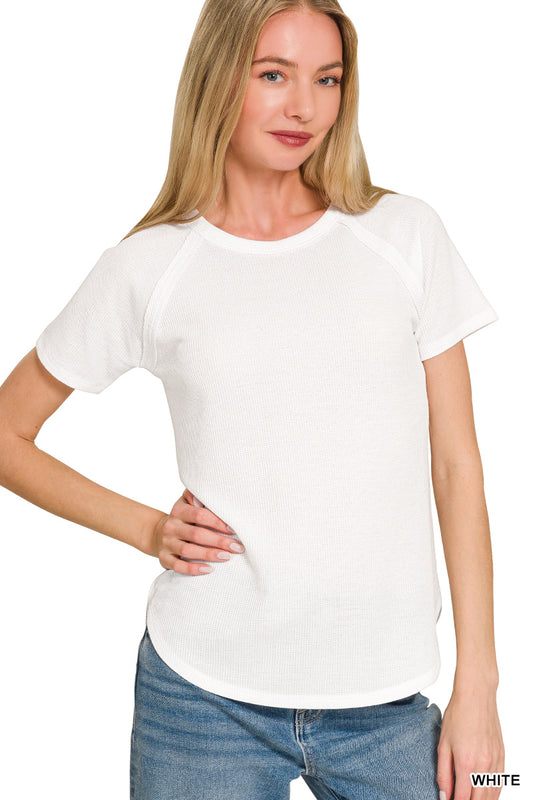 Waffle short sleeve top