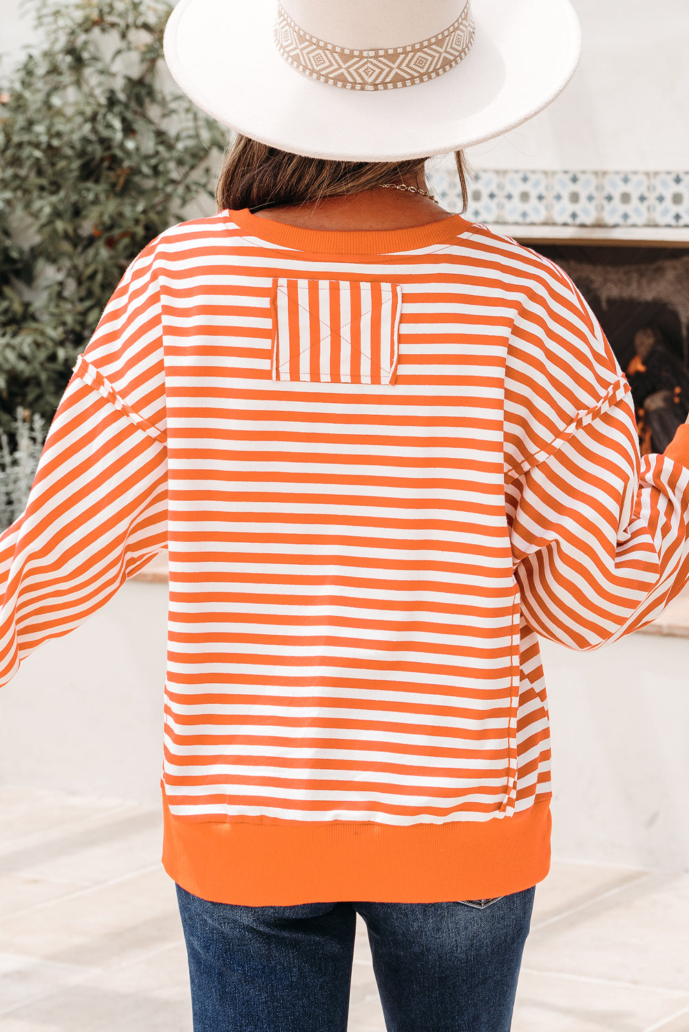 Orange Exposed Seam Drop Shoulder