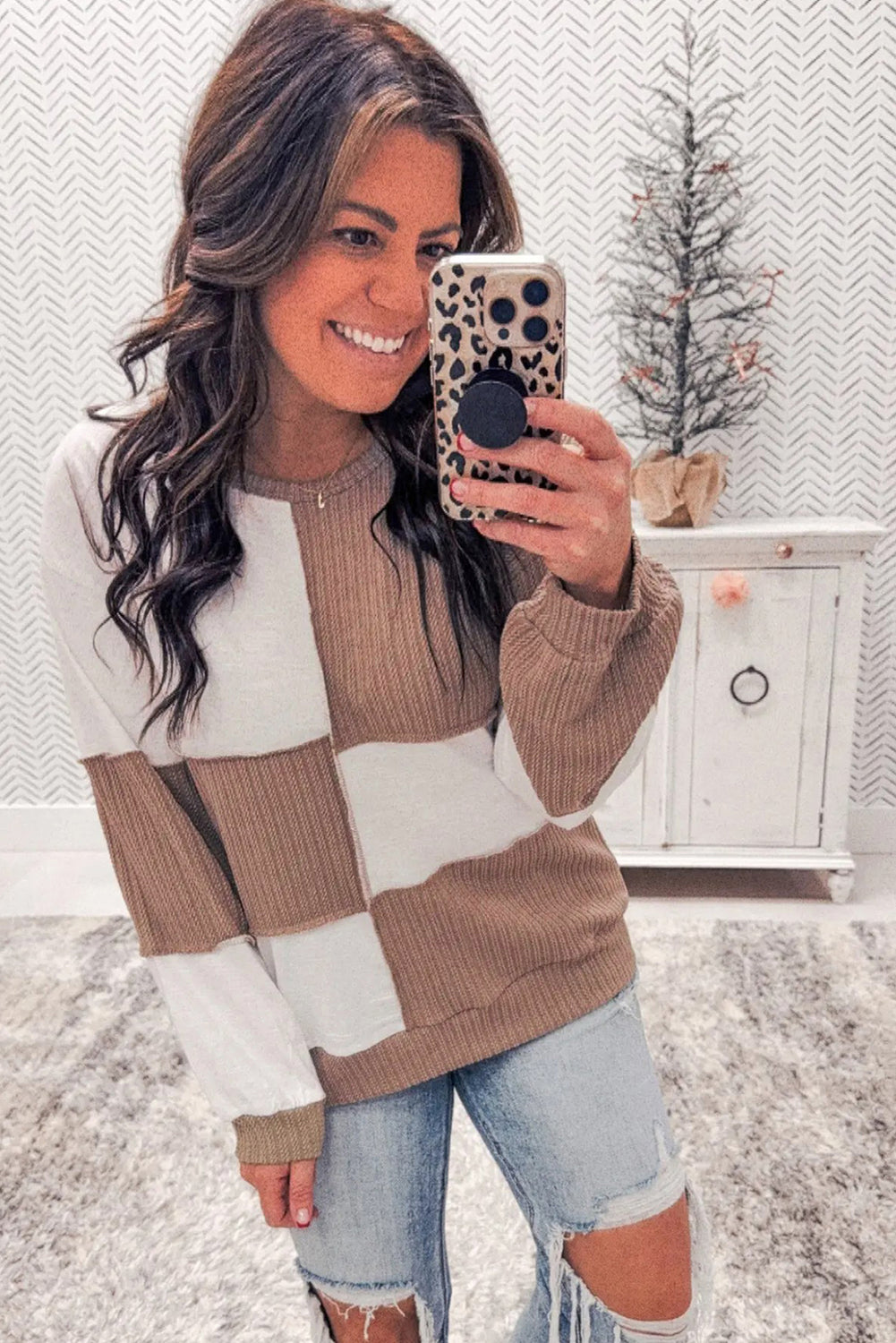 Checkered Knitted Jumper