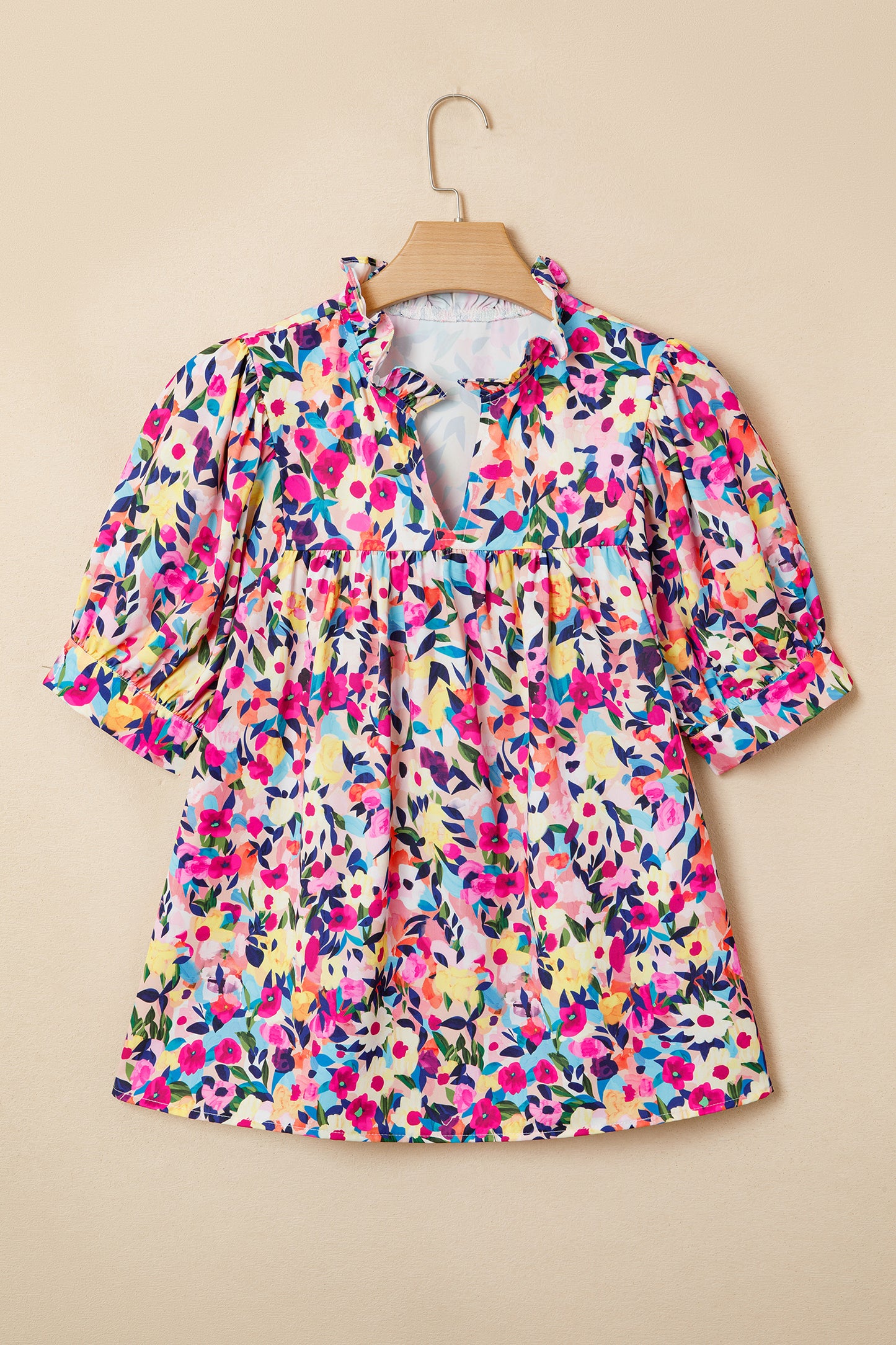 Flower Puff Sleeve Blouse