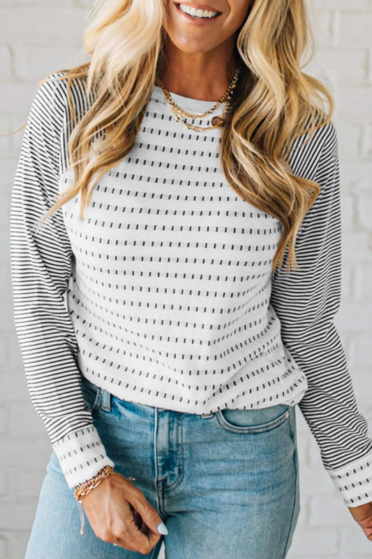 Stripe Raglan Patchwork Long Sleeve