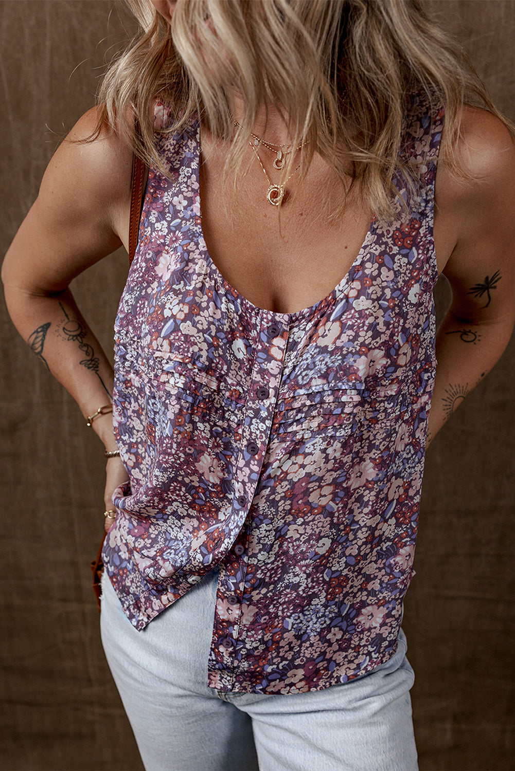 Floral Buttoned Tank