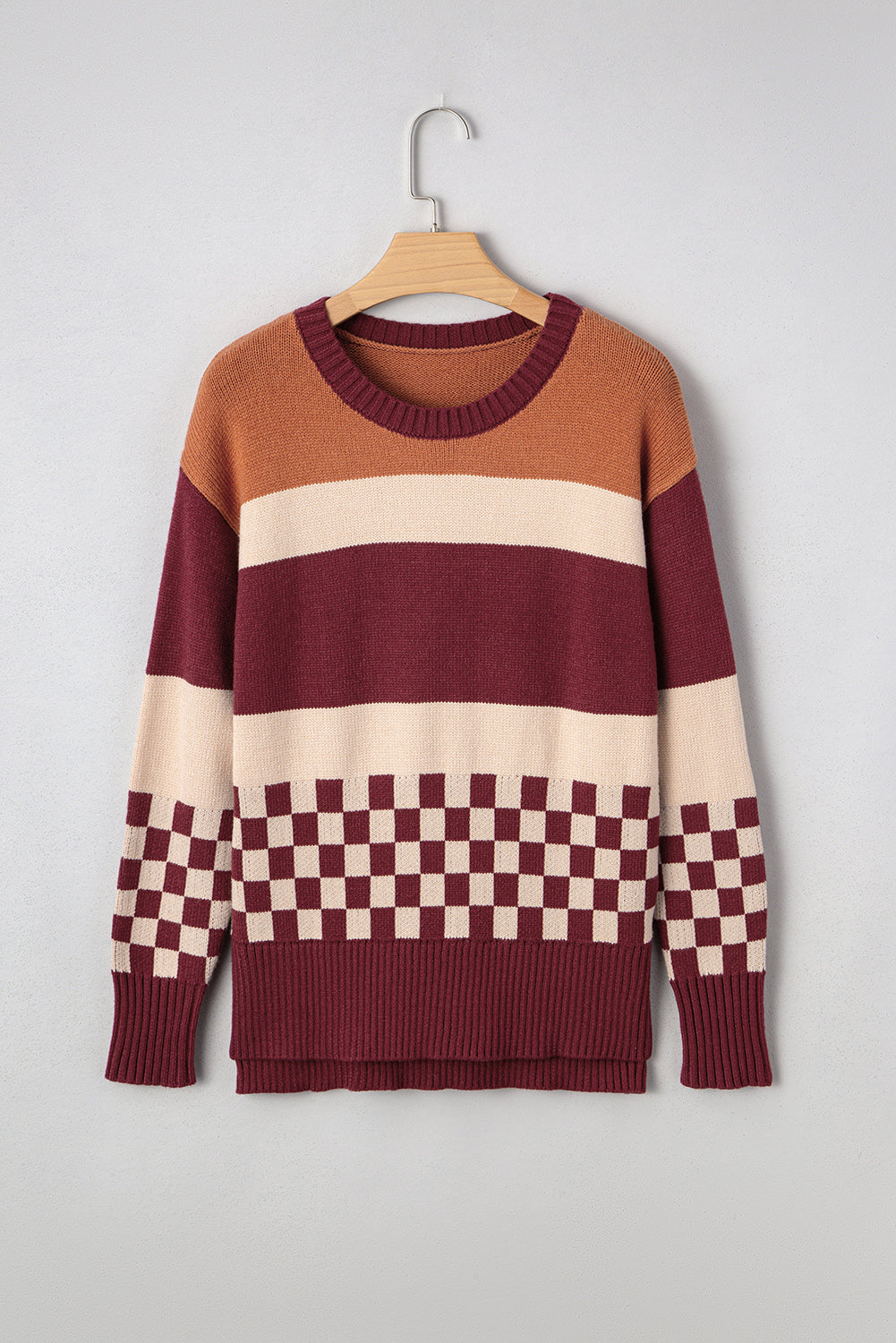 Brown Checkered Sweater – W7 Design Company